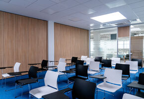 Operable partitions in project The classic design of the office space for a dealer of world manufacturers of agricultural machinery.